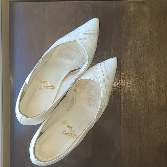 Vintage white leather rush express heels - Picture 2 of 4
